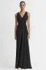 Pink V Neck Sheath Satin Long Evening Dress sold by Zapaka
