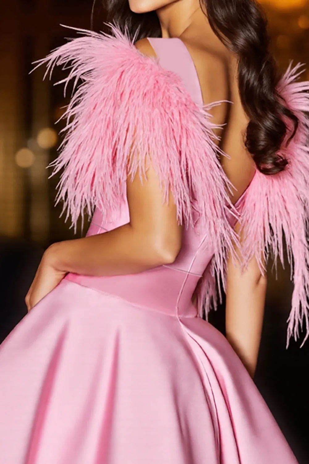 Pink Cute Homecoming Dress with Feathers sold by Zapaka product image thumbnail 4