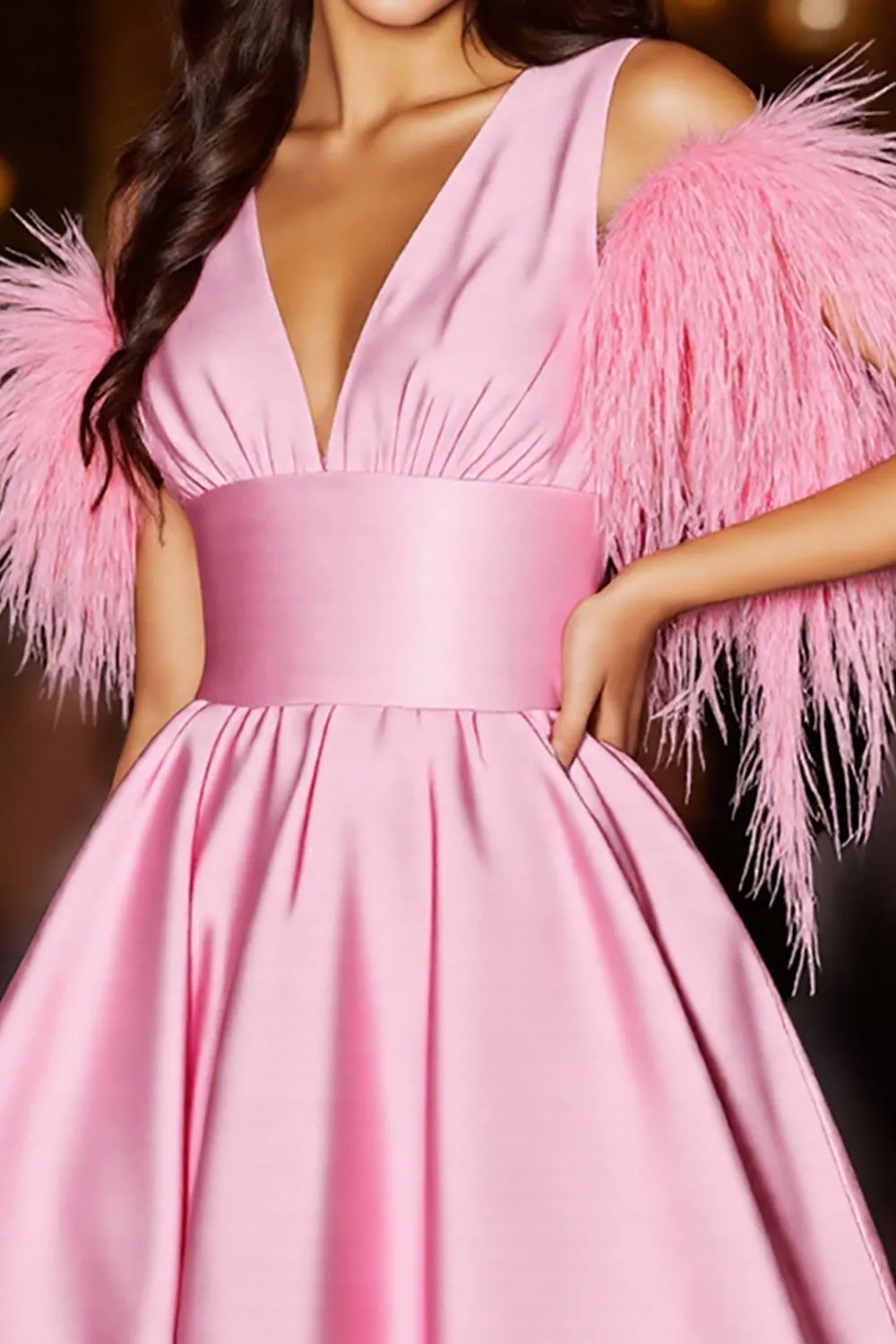 Pink Cute Homecoming Dress with Feathers sold by Zapaka product image thumbnail 3