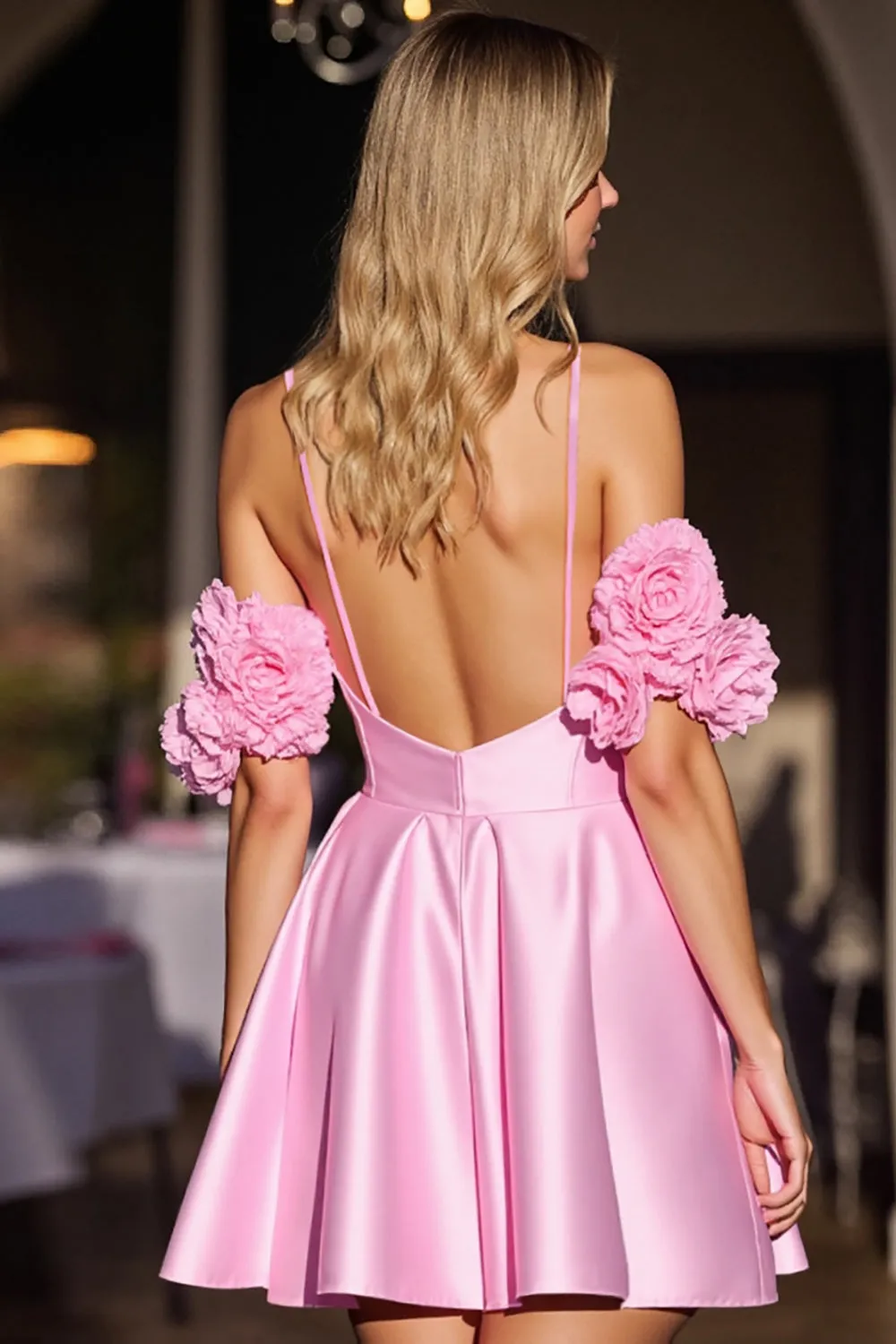 Pink Corset Cute Homecoming Dress with 3D Flowers sold by Zapaka product image thumbnail 2