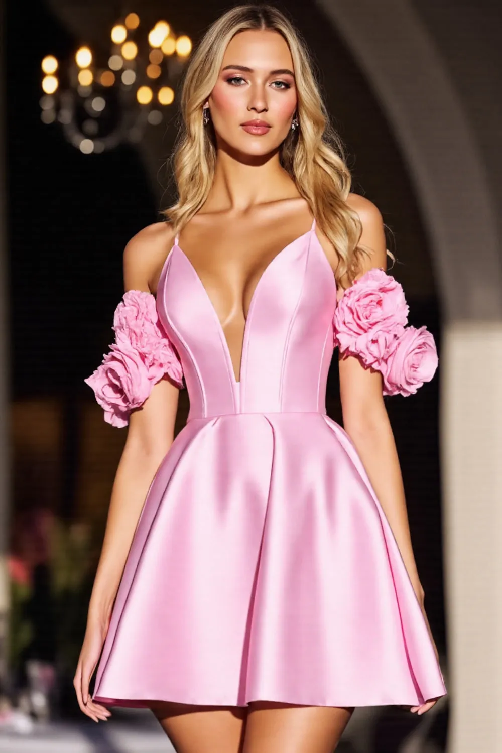 Pink Corset Cute Homecoming Dress with 3D Flowers sold by Zapaka