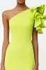 Lemon Yellow One Shoulder Satin Asymmetrical Formal Dress with Ruffles sold by Zapaka