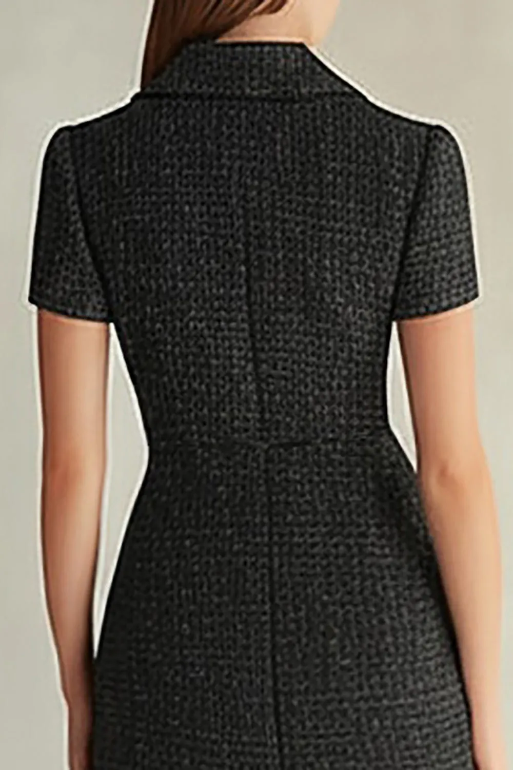 Black Sheath High Neck Single Breasted Work Dress sold by Zapaka product image thumbnail 4