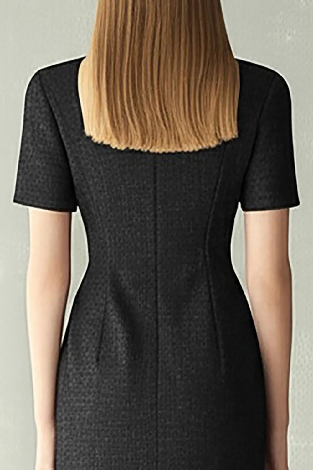 Black Sheath Notched Lapel Midi Work Dress sold by Zapaka product image thumbnail 4