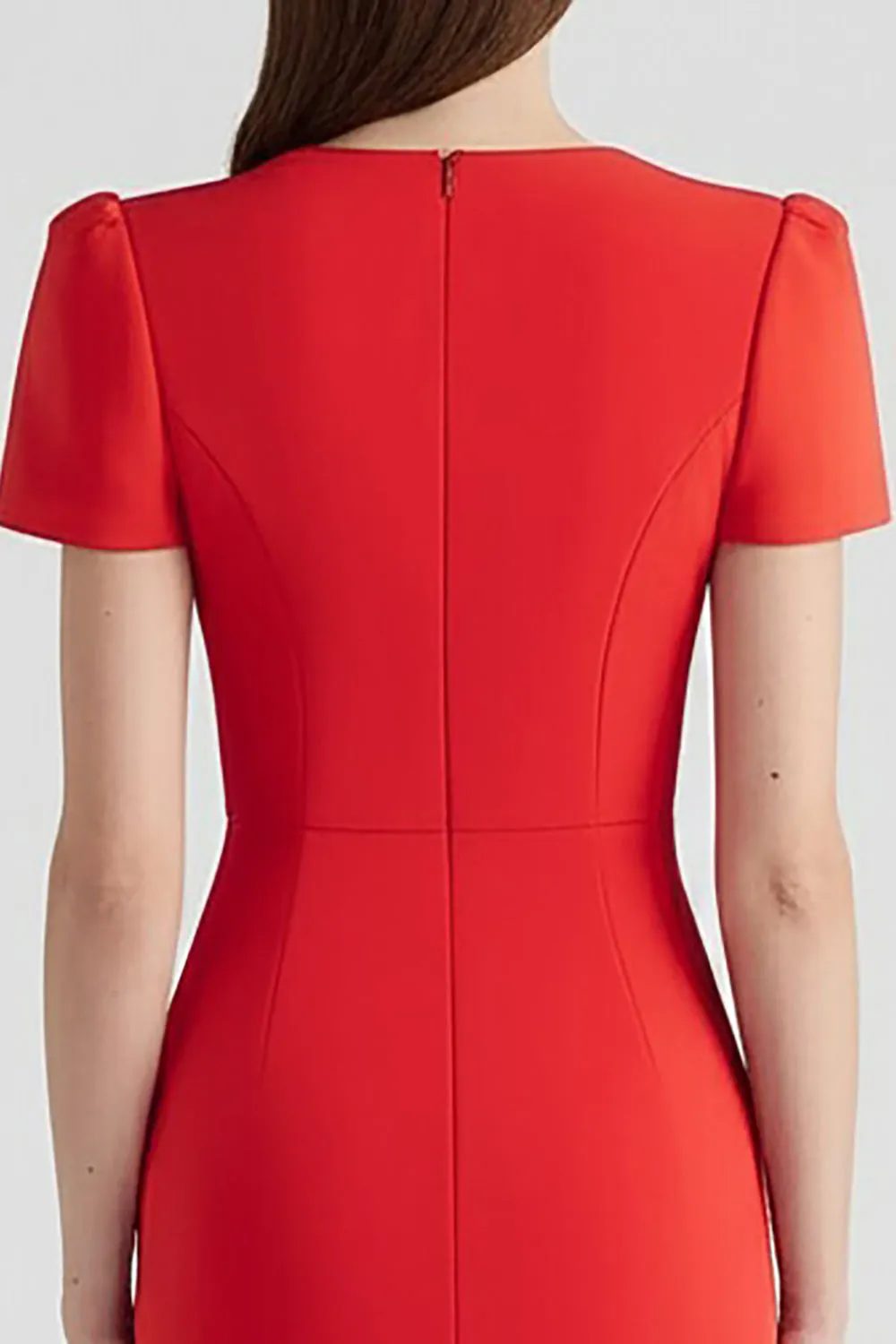 Red Bodycon Patchwork Midi Work Dress with Sleeves sold by Zapaka product image thumbnail 4