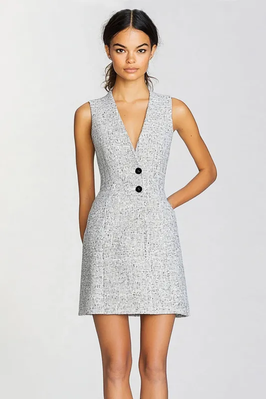 Grey Bodycon V-Neck Short Work Dress sold by Zapaka
