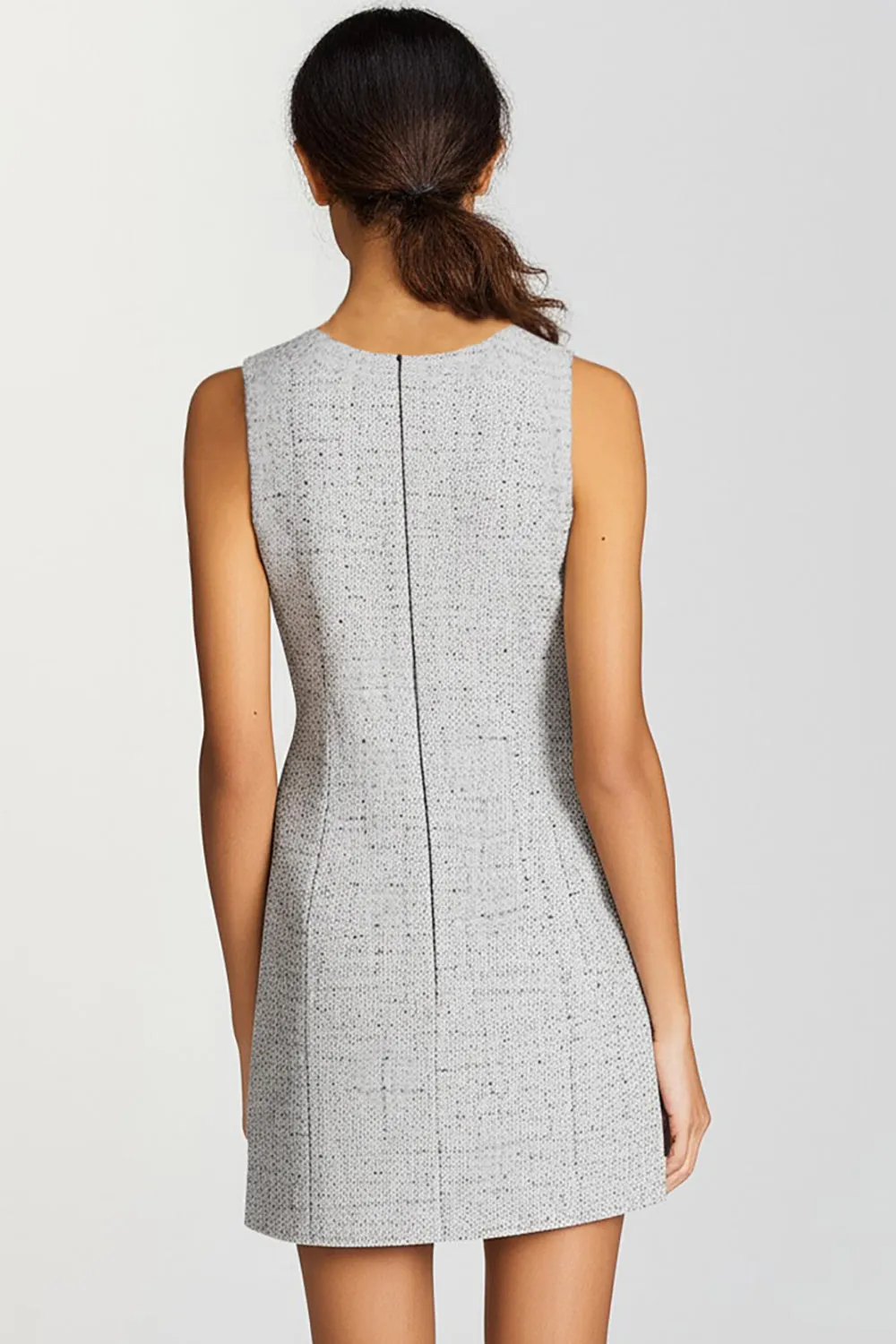 Grey Bodycon V-Neck Short Work Dress sold by Zapaka product image thumbnail 2