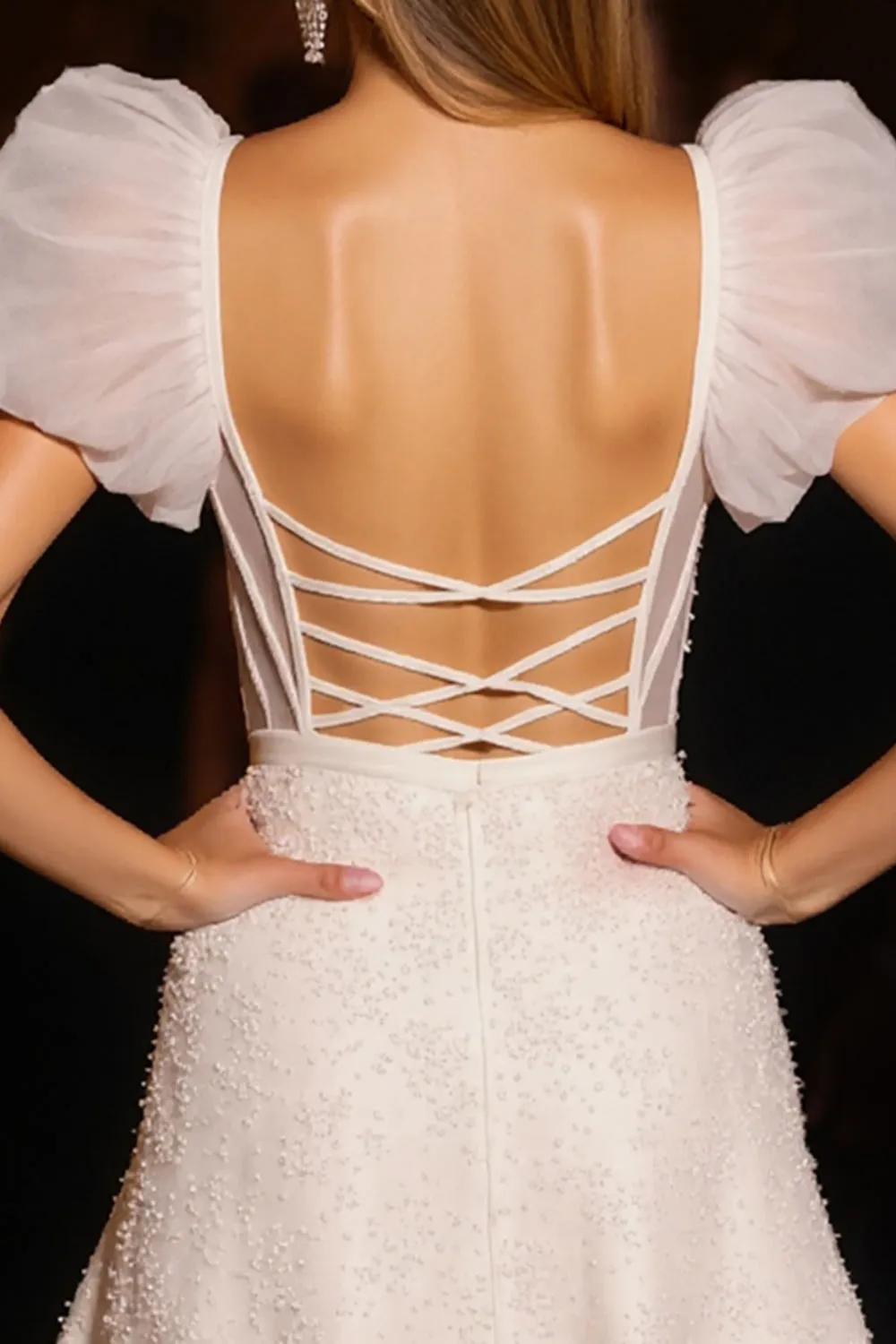 Ivory Corset Short Homecoming Dress with Ruffles sold by Zapaka product image thumbnail 4