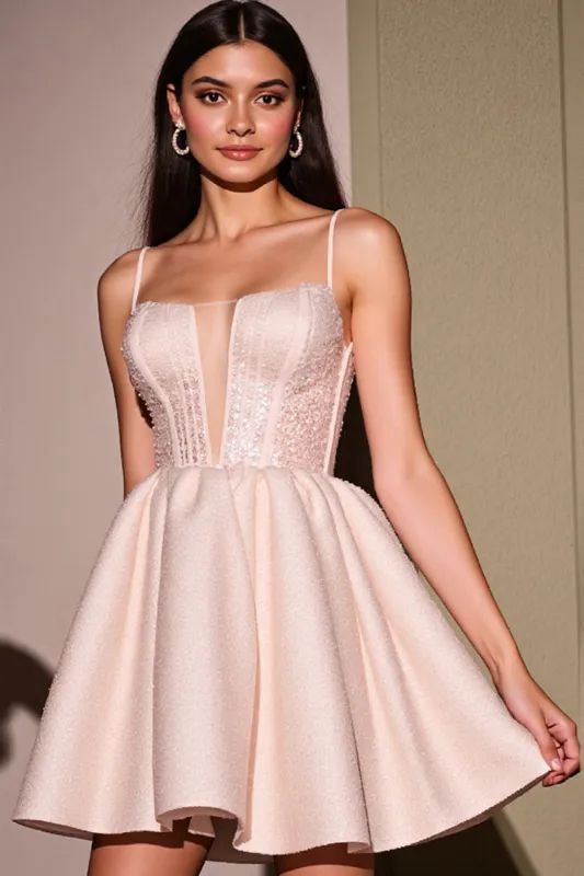 Blush Corset Short A Line Homecoming Dress sold by Zapaka