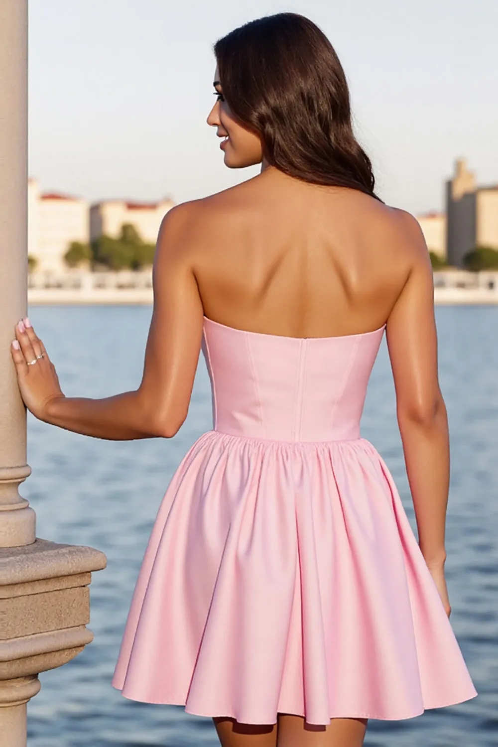 Pink Sweetheart Corset A Line Short Homecoming Dress sold by Zapaka product image thumbnail 2