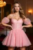 Cold Shoulder Pink A Line Homecoming Dress sold by Zapaka