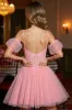 Cold Shoulder Pink A Line Homecoming Dress sold by Zapaka