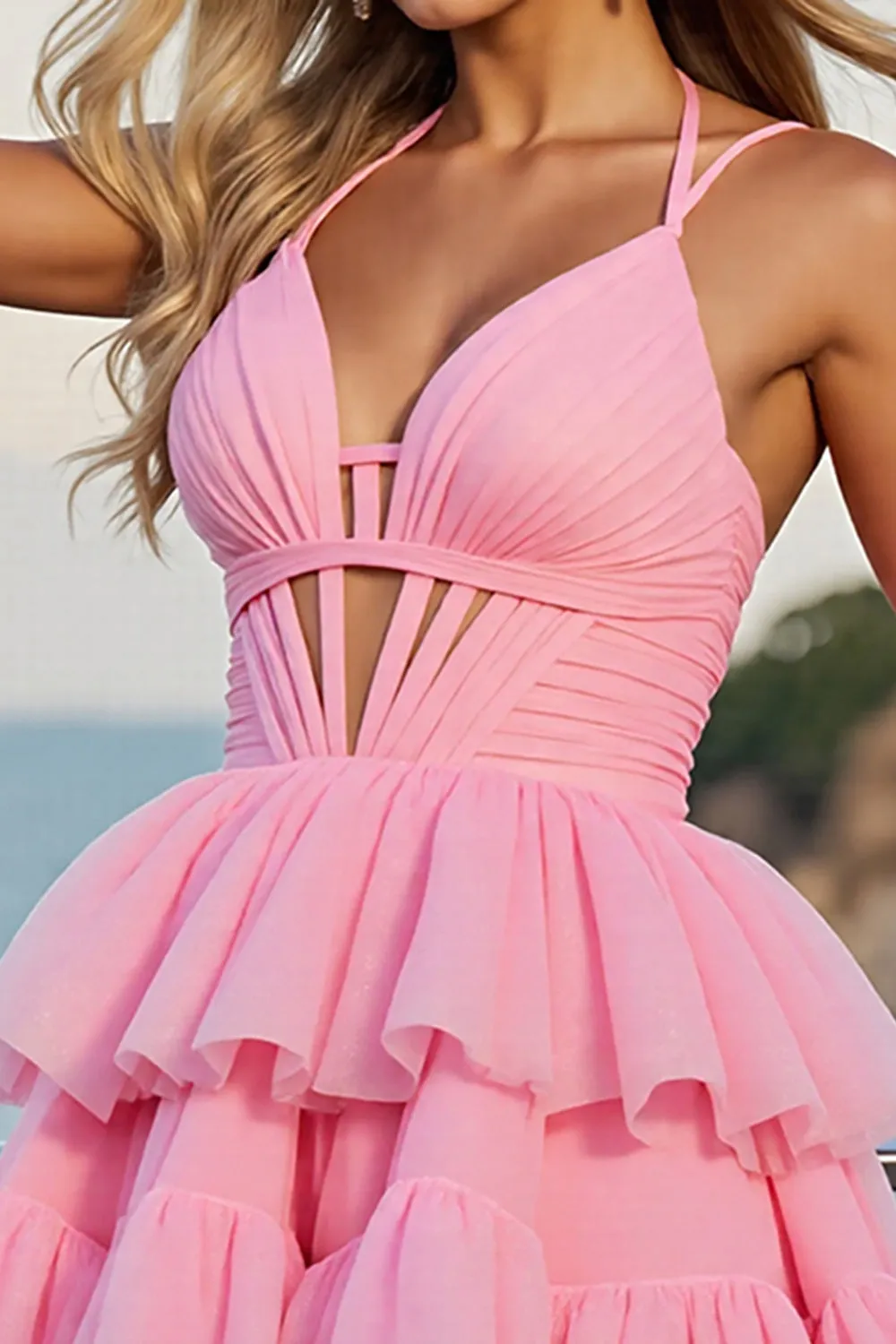 Pink Corset Tulle A Line Short Homecoming Dress sold by Zapaka product image thumbnail 3