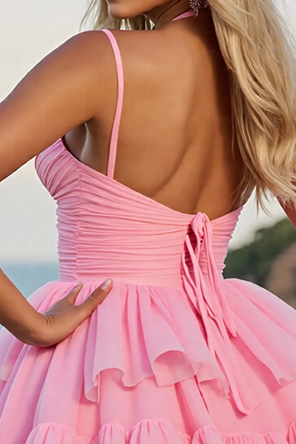 Pink Corset Tulle A Line Short Homecoming Dress sold by Zapaka product image thumbnail 4