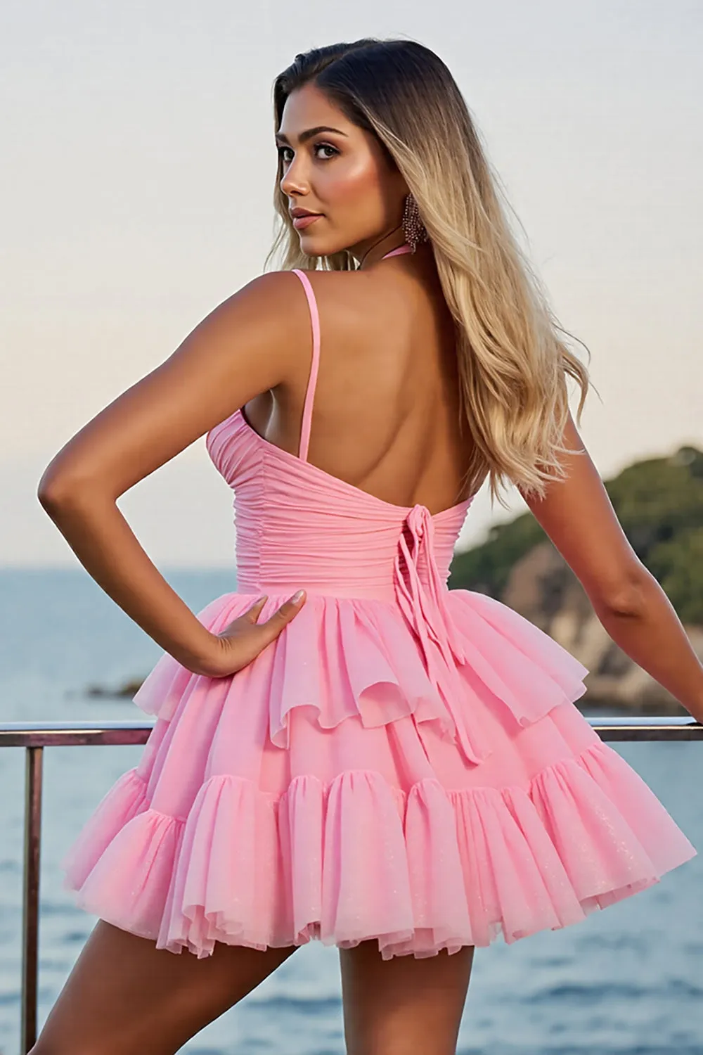 Pink Corset Tulle A Line Short Homecoming Dress sold by Zapaka product image thumbnail 2
