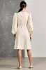 White Cotton Sheath Round Neck Wedding Guest Dress sold by Zapaka