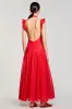Ruffled Sleeves A Line Red Chiffon Wedding Guest Dress sold by Zapaka