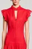 Ruffled Sleeves A Line Red Chiffon Wedding Guest Dress sold by Zapaka