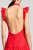 Ruffled Sleeves A Line Red Chiffon Wedding Guest Dress sold by Zapaka