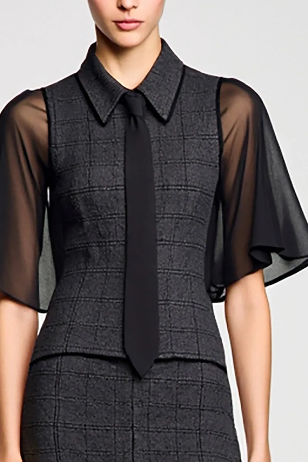 Black Polo Collar A Line Wedding Guest Dress with Tie sold by Zapaka product image thumbnail 3