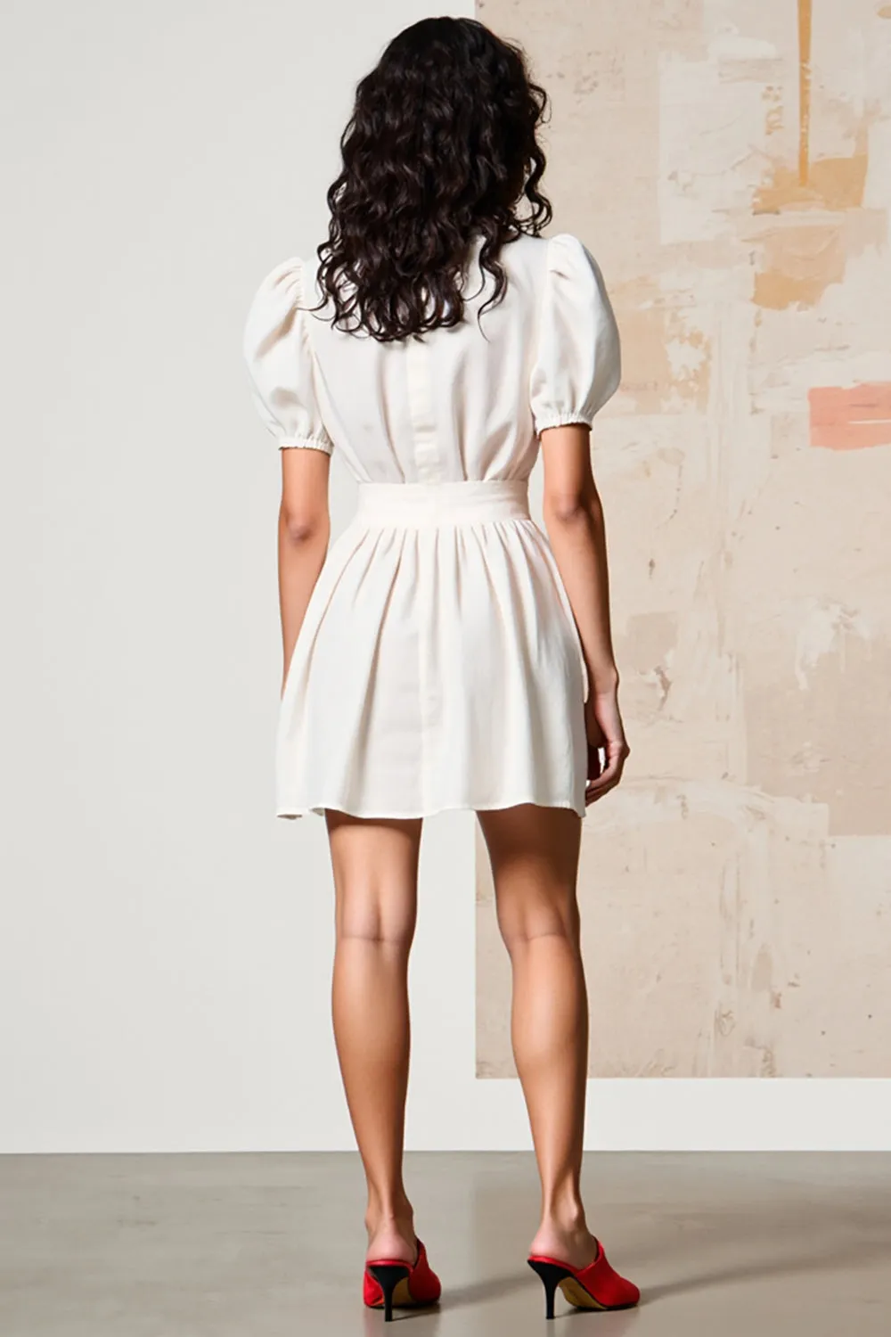 White Chiffon A Line Wedding Guest Dress sold by Zapaka product image thumbnail 2