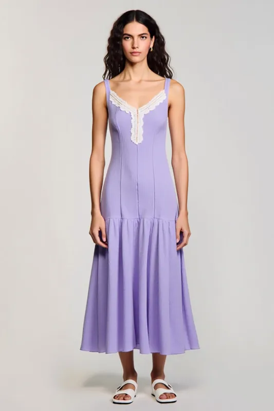 Purple A Line Spaghetti Straps Wedding Guest Dress sold by Zapaka