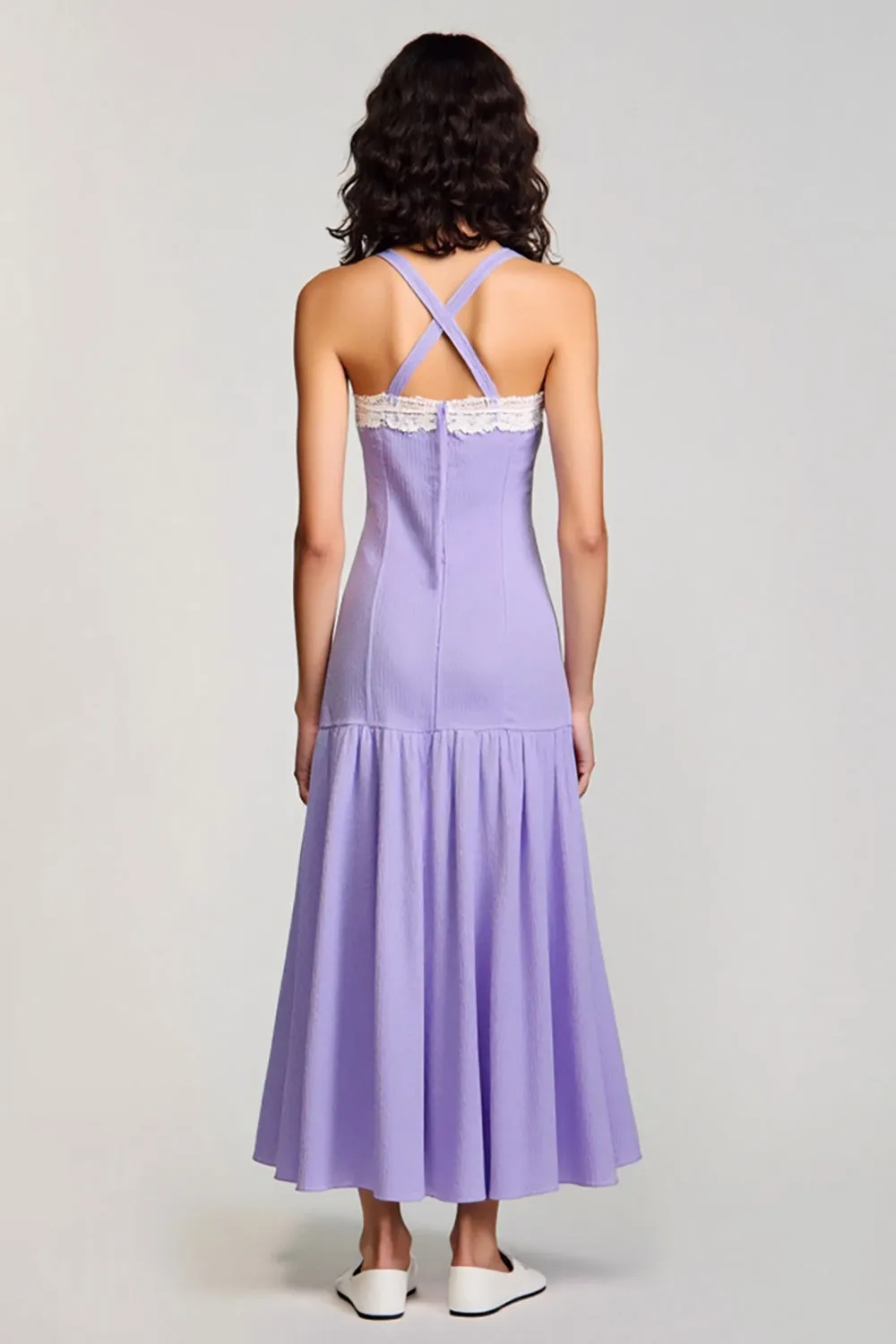 Purple A Line Spaghetti Straps Wedding Guest Dress sold by Zapaka product image thumbnail 2