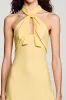 Yellow Crepe Halter A Line Wedding Guest Dress sold by Zapaka