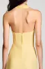 Yellow Crepe Halter A Line Wedding Guest Dress sold by Zapaka