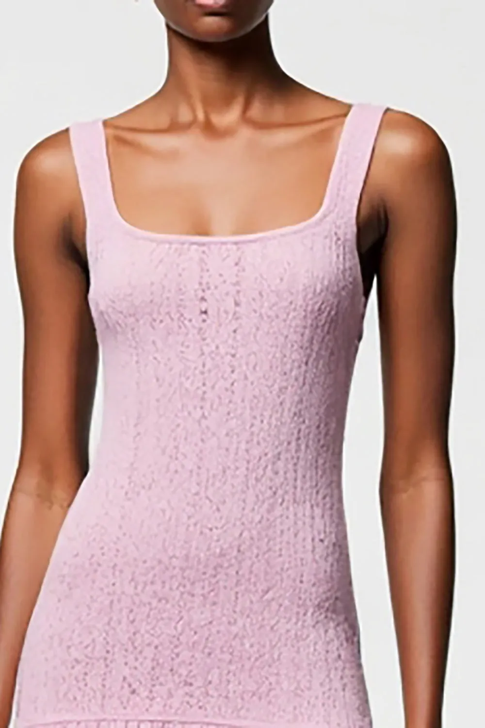 Pink Square Neck A Line Midi Wedding Guest Dress sold by Zapaka product image thumbnail 3