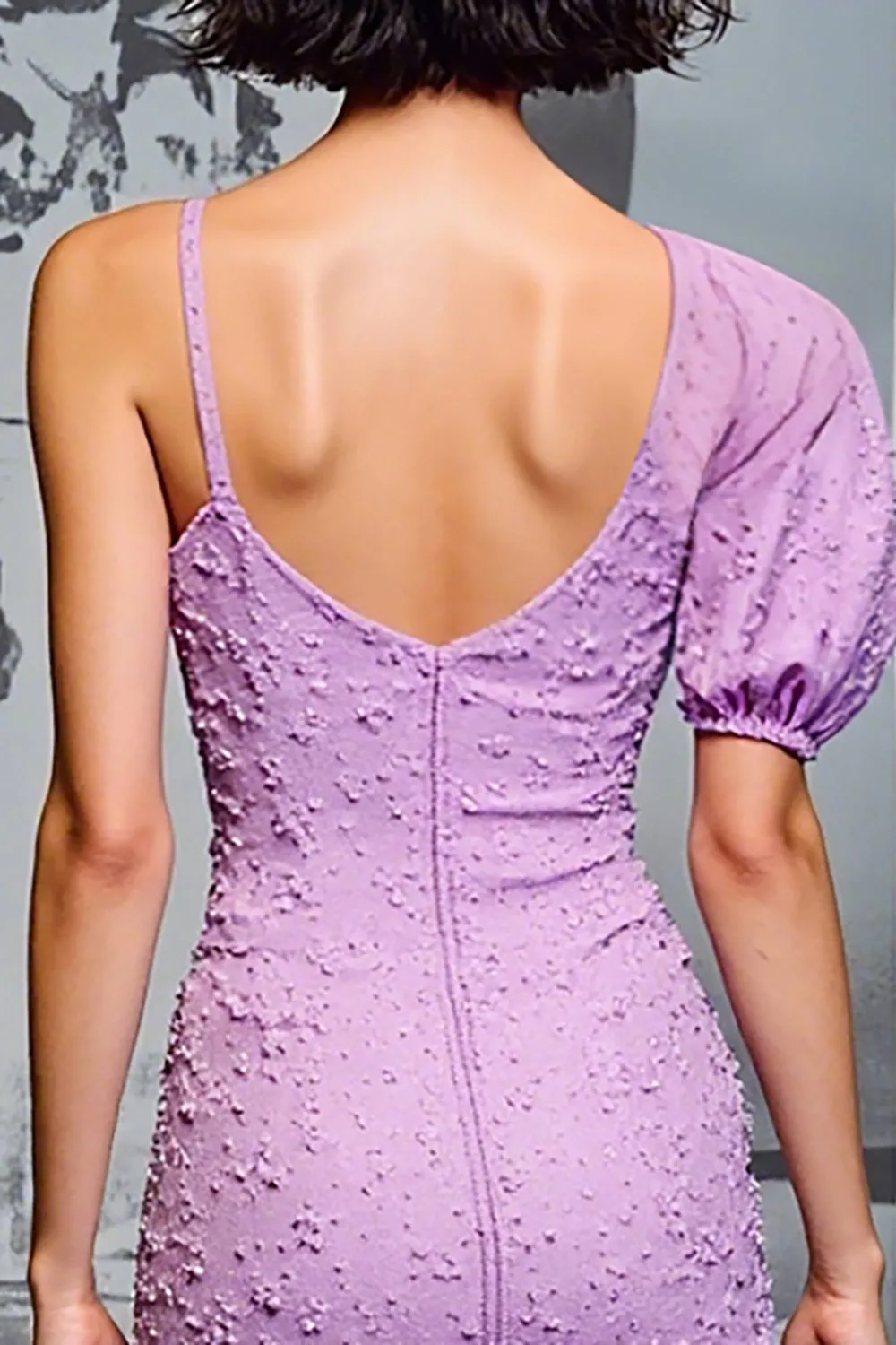 Purple Floral Mermaid Wedding Guest Dress sold by Zapaka product image thumbnail 4