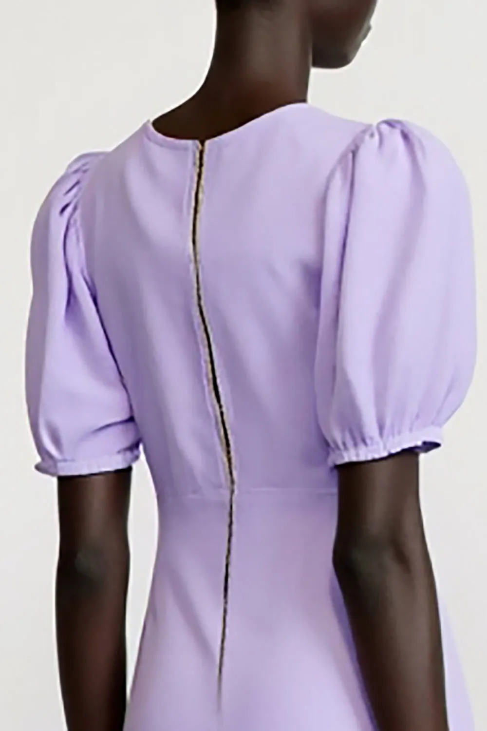 Purple Chiffon Puff Sleeve Wedding Guest Dress sold by Zapaka product image thumbnail 4