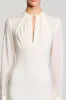 White Cut Out Sheath Long Sleeve Wedding Guest Dress sold by Zapaka