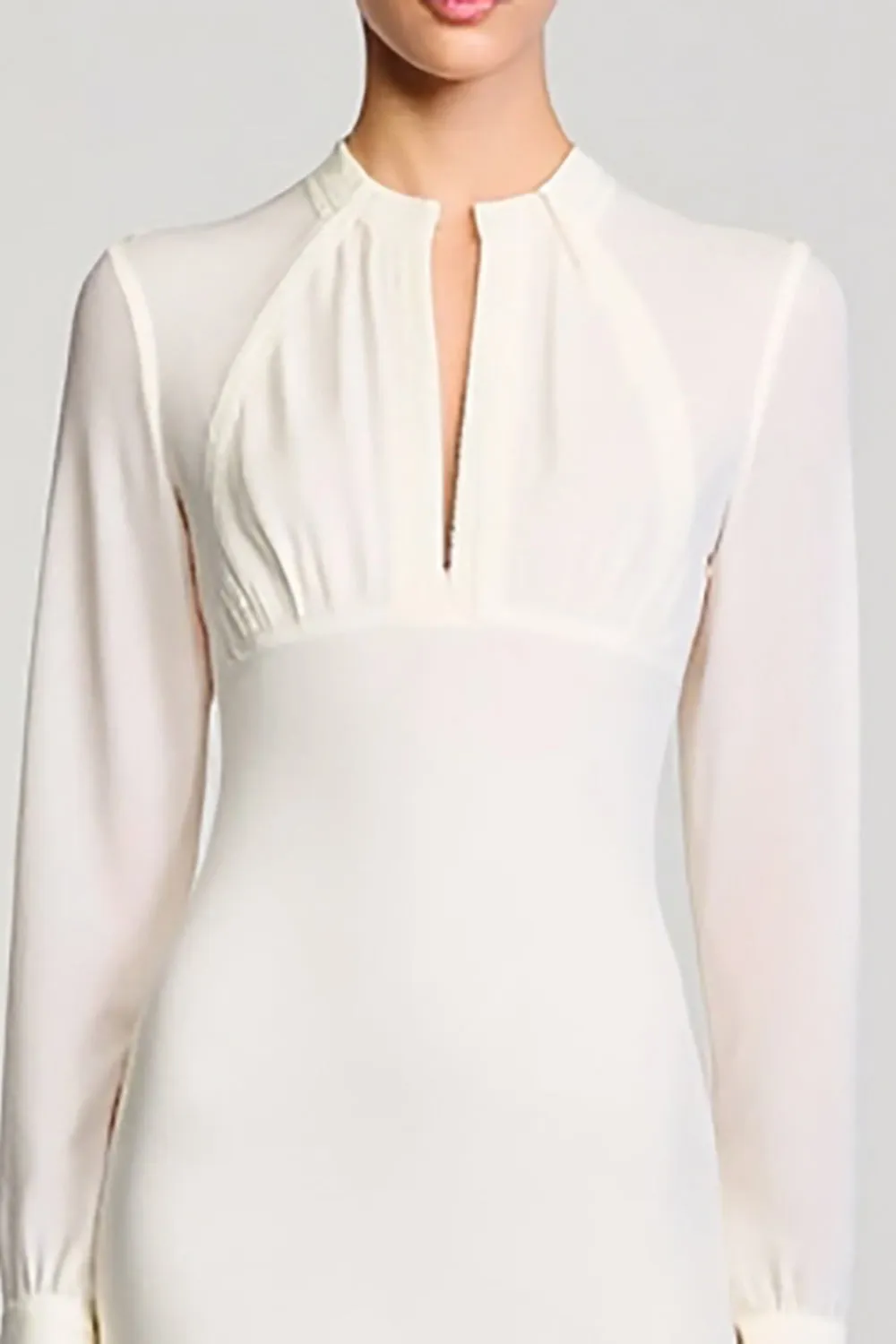 White Cut Out Sheath Long Sleeve Wedding Guest Dress sold by Zapaka product image thumbnail 3