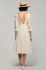 Ivory Square Neck A Line Midi Wedding Guest Dress with Half Sleeves sold by Zapaka