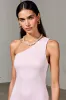 One Shoulder A Line Pink Midi Wedding Guest Dress sold by Zapaka