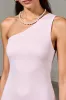 One Shoulder A Line Pink Midi Wedding Guest Dress sold by Zapaka