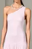 One Shoulder A Line Pink Midi Wedding Guest Dress sold by Zapaka