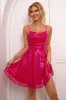 Sparkly A-Line Spaghetti Straps Hot Pink Cocktail Dress sold by Zapaka