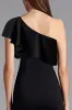 Black One Shoulder Sheath Ruffled Long Formal Dress sold by Zapaka