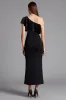 Black One Shoulder Sheath Ruffled Long Formal Dress sold by Zapaka