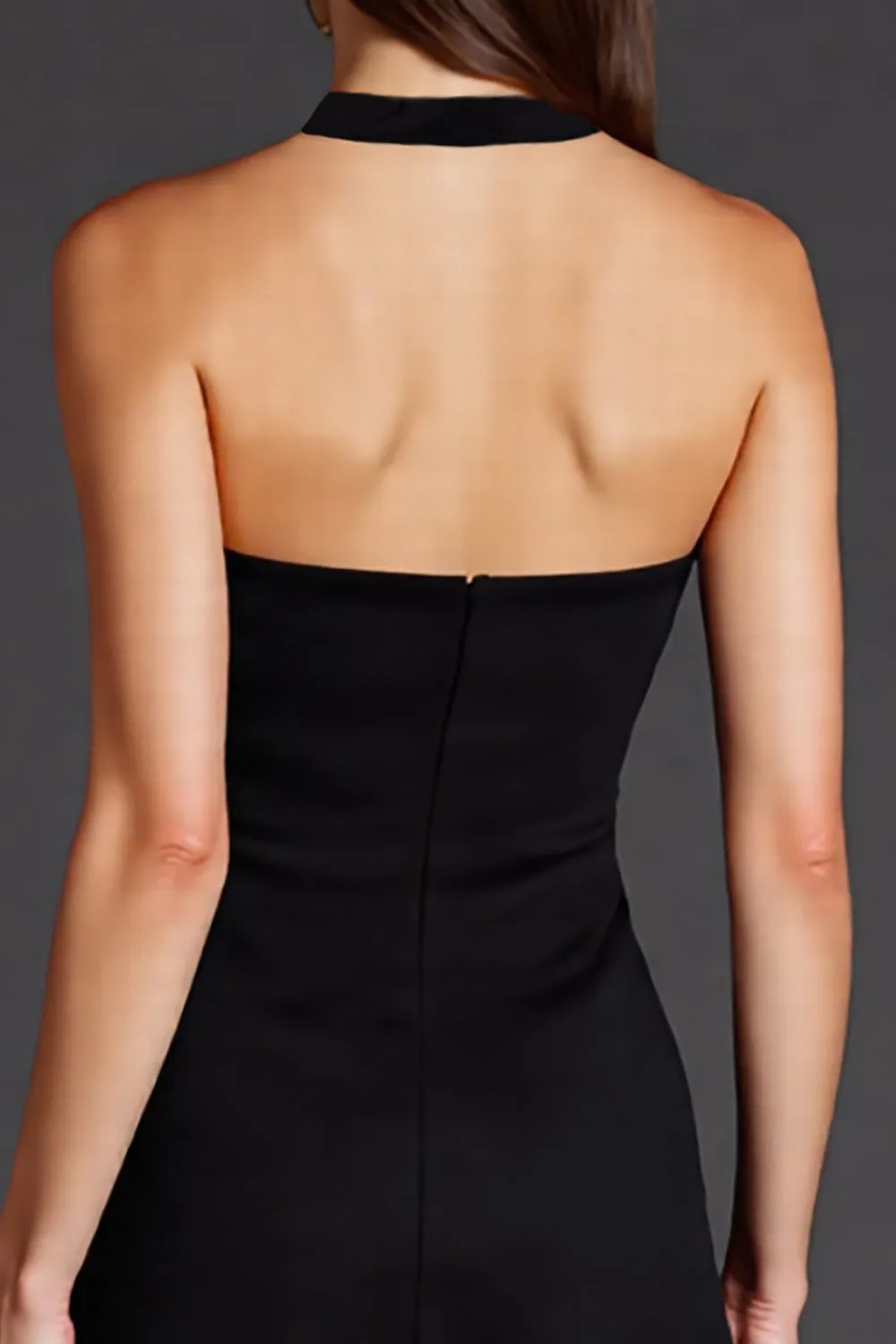 A Line Halter Black Midi Formal Dress with Slit sold by Zapaka product image thumbnail 4