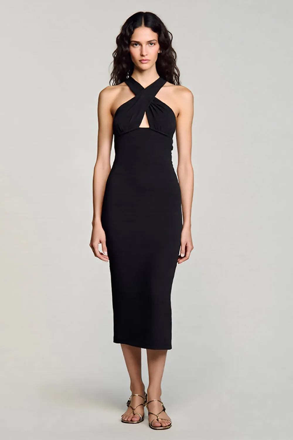 Sheath Halter Cut Out Black Long Formal Dress sold by Zapaka