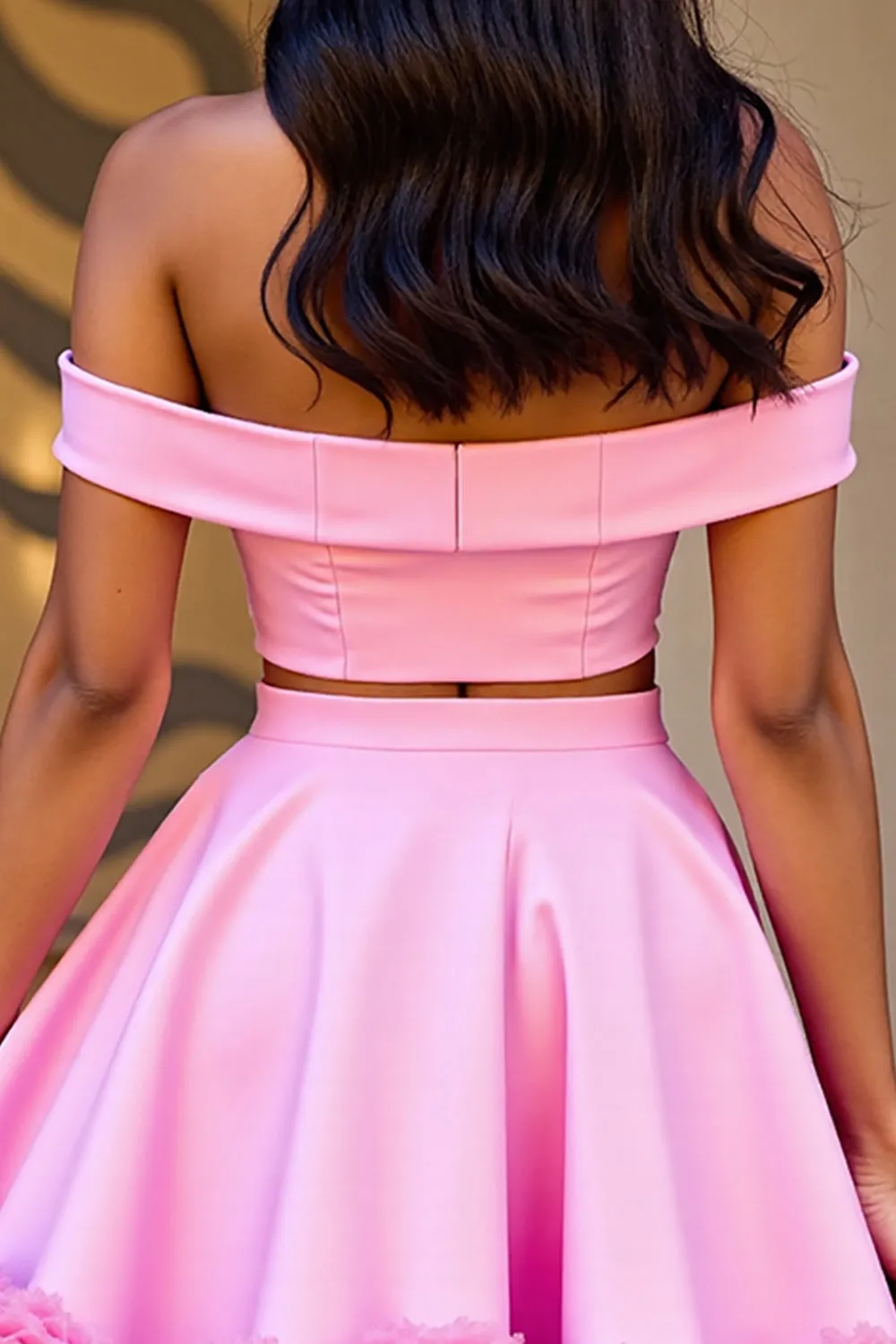 Off The Shoulder Two Piece Pink Homecoming Dress sold by Zapaka product image thumbnail 5