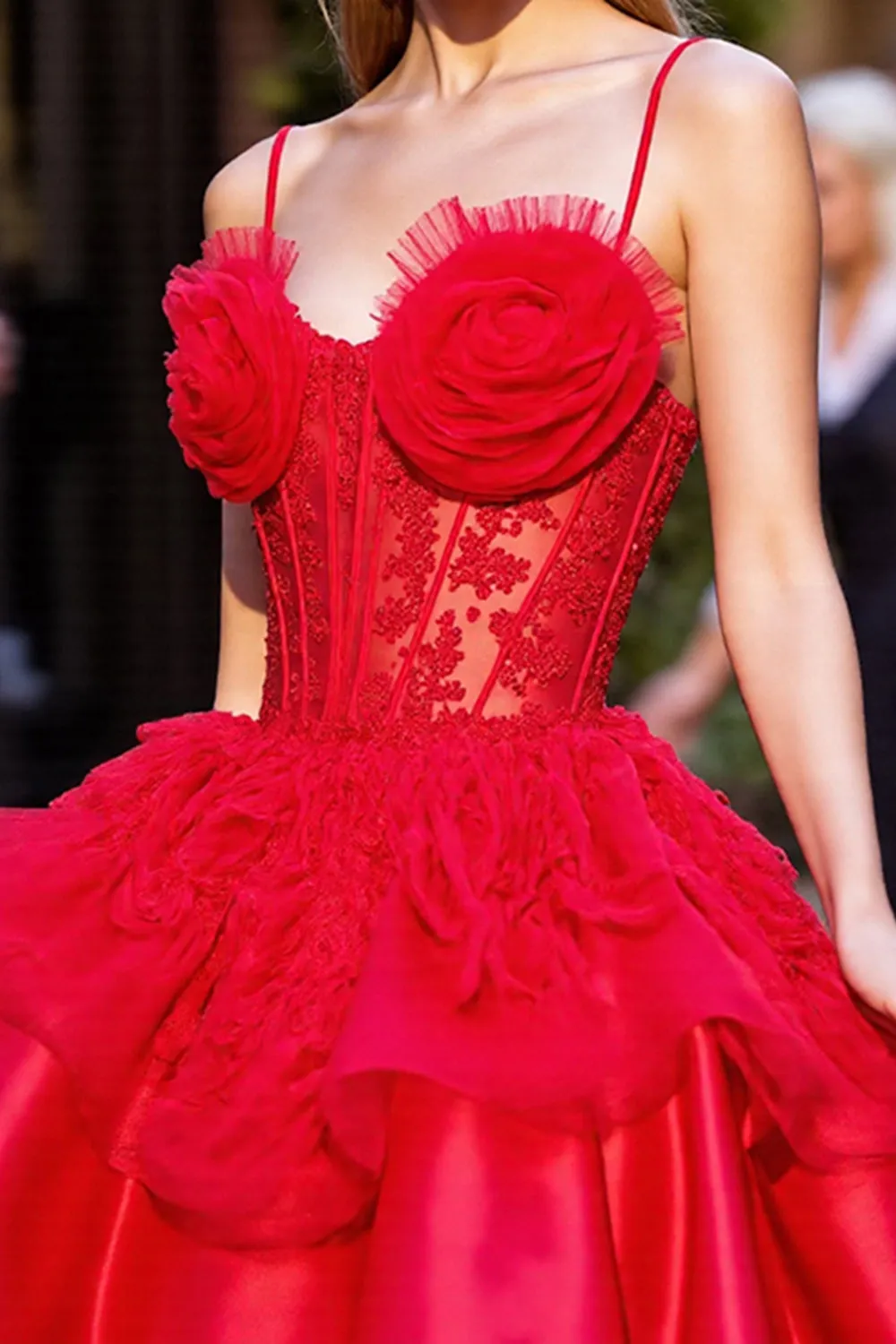 Corset Appliqued Red Homecoming Dress with 3D Flowers sold by Zapaka product image thumbnail 3