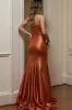 Strapless Orange Satin Prom Dress sold by Zapaka