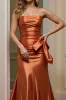 Strapless Orange Satin Prom Dress sold by Zapaka