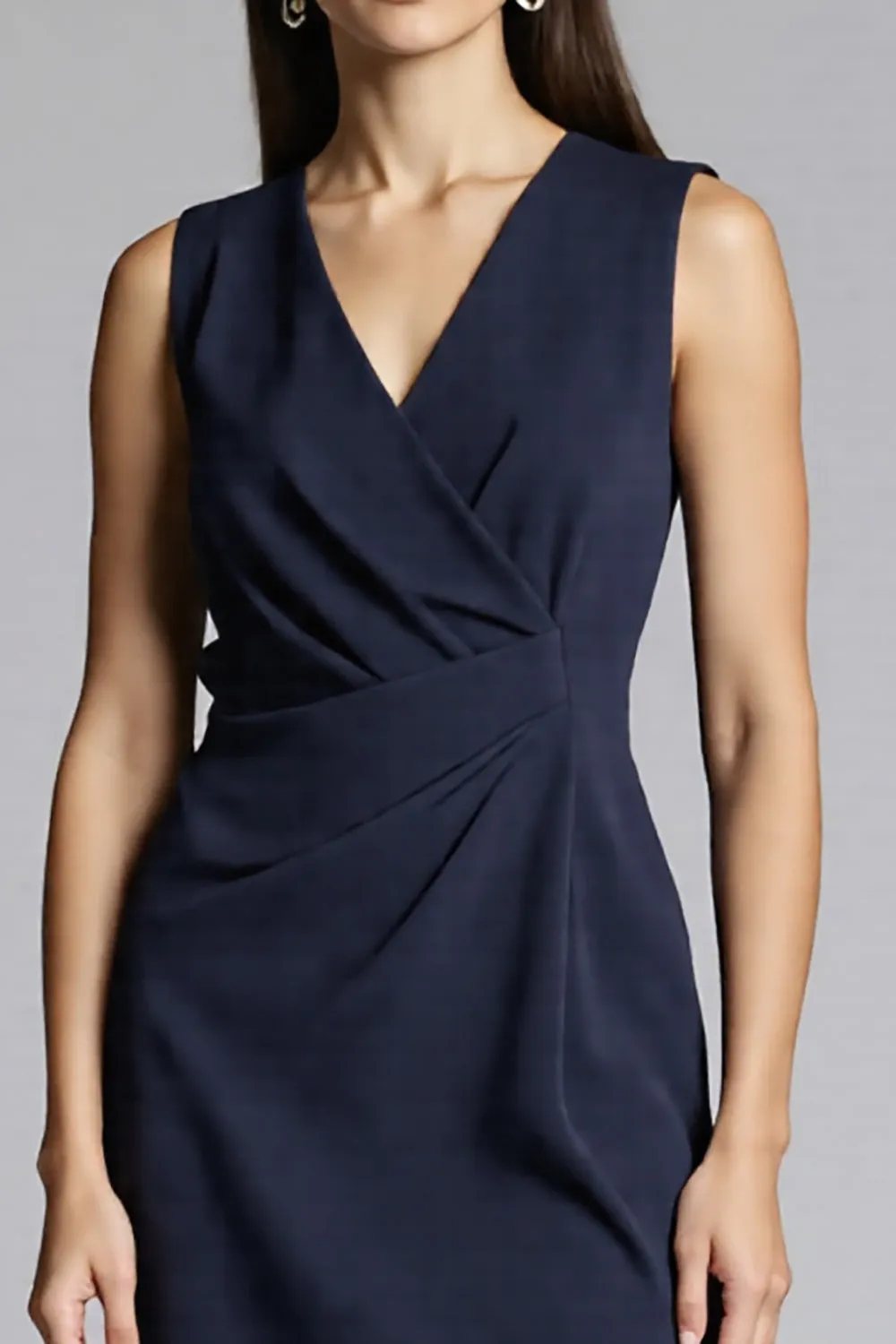 Navy Sheath Ruched Midi Work Dress sold by Zapaka product image thumbnail 3