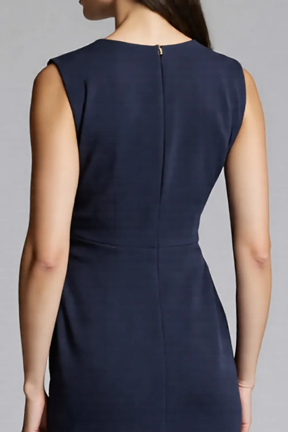 Navy Sheath Ruched Midi Work Dress sold by Zapaka product image thumbnail 4