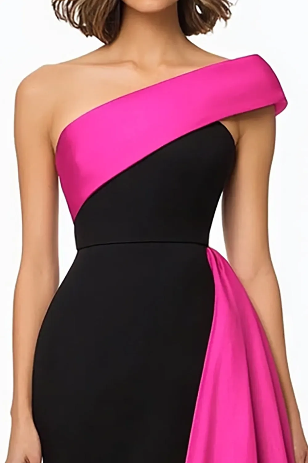 Black and White One Shoulder Ruffled Evening Dress sold by Zapaka product image thumbnail 2